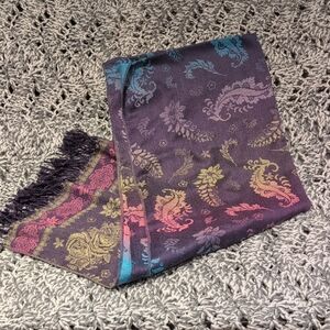 Chamayn Paisley Floral Scarf - Moody Jewel Tones - Boho Cottagecore Luxe